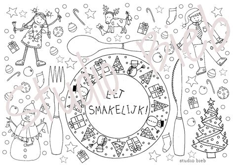 1001 kleurplaten, gratis kleurplaat downloaden om te kleuren. Placemat Kerst (kleurplaat) | studiobieb.nl