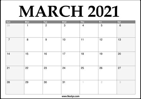 March Printable Calendar 2021 Printable Word Searches