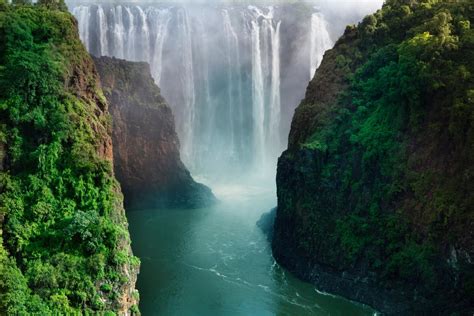 Tourist Attraction Zimbabwe Victoria Falls And Zambezi River The