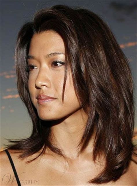 Grace Park Dark Brown Celebrity Synthetic Mid Length Straight Hair Lace