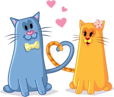 Cats In Love Vector Cartoon Illustration Stock Vector Illustration Of