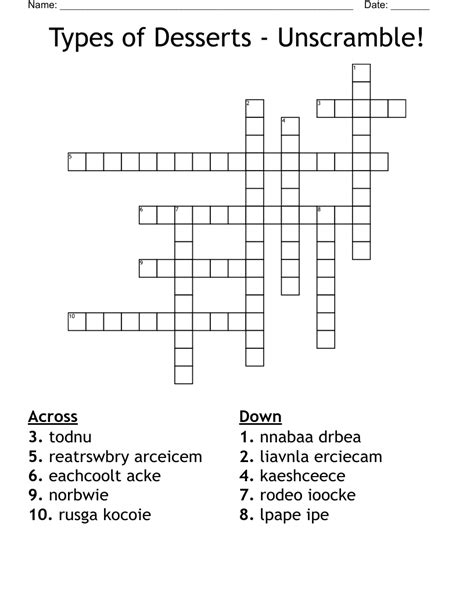 Desserts Word Search Wordmint