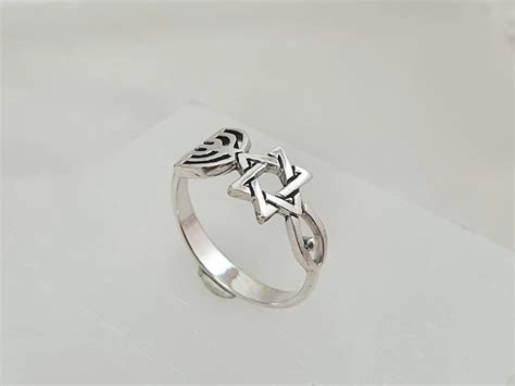 925 Sterling Silver Messianic Ring David Star Menorah Fish Etsy