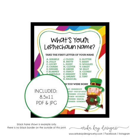 What S Your Leprechaun Name Printable St Patricks Day Etsy