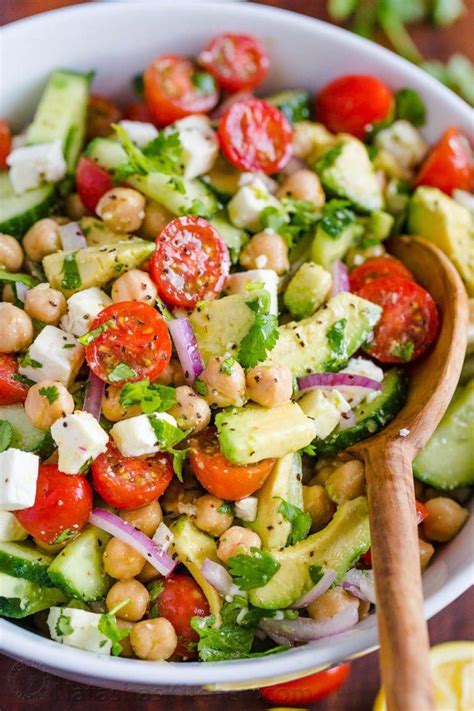 Chickpea Salad Loaded With Crisp Cucumbers Juicy Tomatoes Creamy