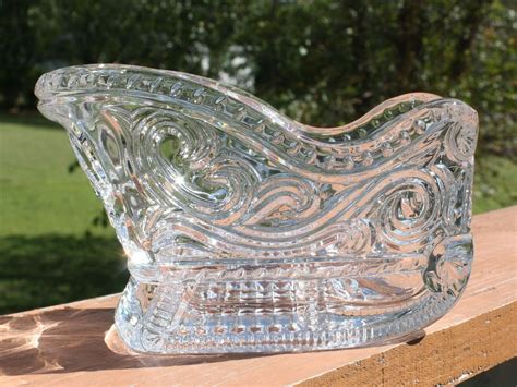 Vintage Heavy 24 Full Lead Crystal Sleigh An Avon Collectible Clear Glass Dish Ebay
