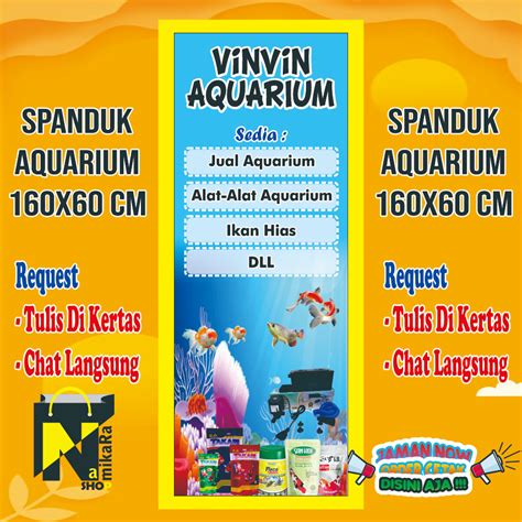 Jual Spanduk Banner Terbaru Toko Aquarium Kekinian Ukuran 160x60 Cm