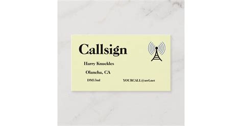 Light Yellow Amateur Radio Call Sign Business Card Zazzle