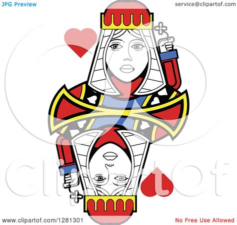 Download this queen of hearts vector illustration now. Clipart of a Borderless Queen of Hearts Playing Card ...