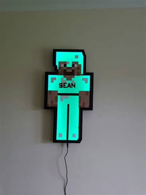 Minecraft Steve With Name Light With Remote Control Made To