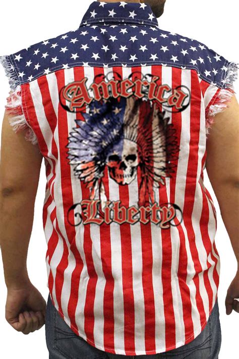 Casual Button Down Shirts Leather Supreme Mens American Pride Patriotic