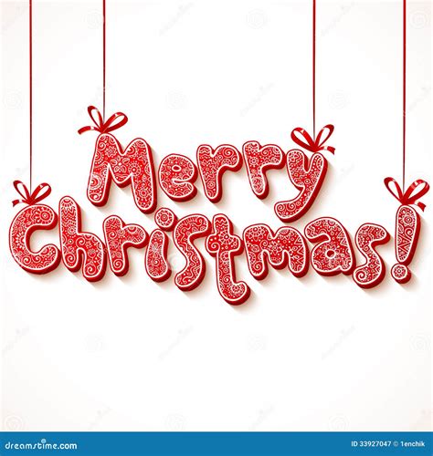 Ornate Merry Christmas Vector Red Sign Stock Vector Illustration Of