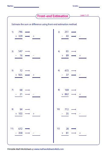 Estimating Sums And Differences Of Mixed Numbers Worksheet