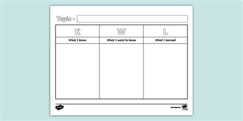 Blank Kwl Chart Template Printable Worksheet Twinkl