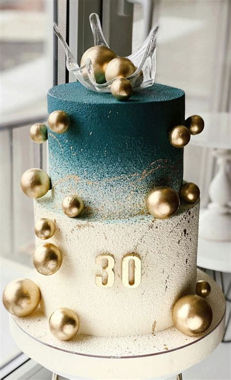 54 Jaw Droppingly Beautiful Birthday Cake Ombe Teal 30th Birthday Cake Tiered Cakes Birthday