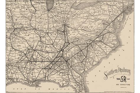 Southern Railway Railroad Map Antique Map 1895 Ebay
