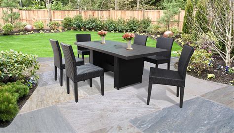 Barbados Rectangular Outdoor Patio Dining Table With 6 Armless Chairs