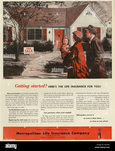 1950er Jahren Usa Metropolitan Life Insurance Magazin Anzeige Stockfotografie Alamy