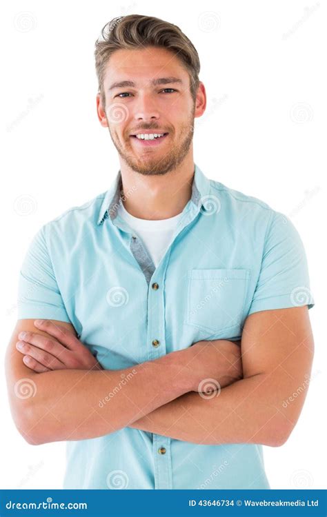 Handsome Young Man Posing With Arms Crossed Stock Photo Image Of