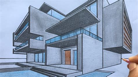 How To Draw A House Using Two Point Perspective Youtube