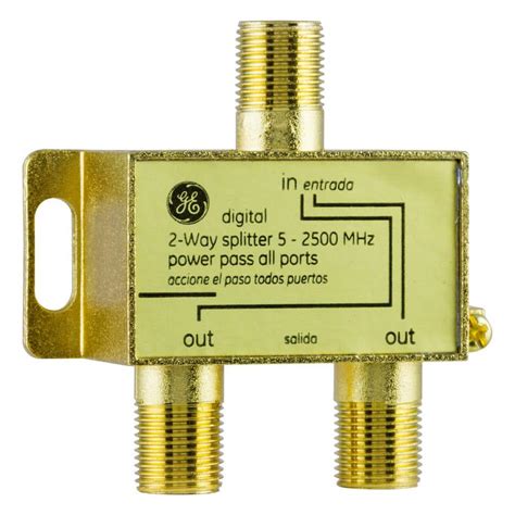 Ge Gold Plated 2 Way Coaxial Cable Splitter In Gold 33526 The Home Depot