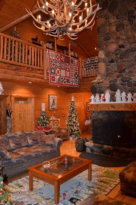 Christmas Winter Cabin Interior Crimson And Fallow