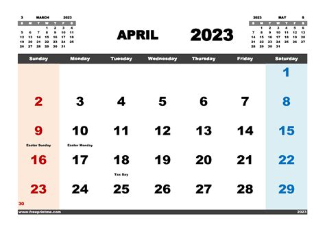 Free Printable April 2023 Calendar With Holidays Pdf In Variety Formats