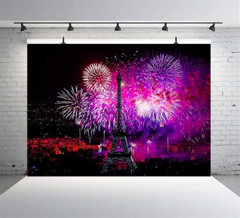 Buy Night Paris Eiffel Tower Backdrop Color Fireworks Photography