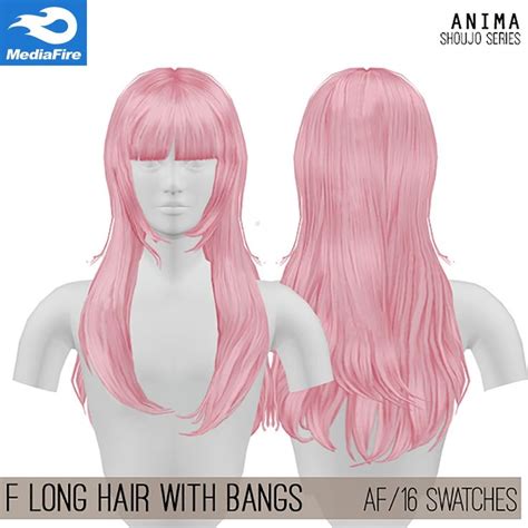 Sims 4 Cc Female Long Hair Mediafire Sims 4 Anime Sims Hair Sims 4
