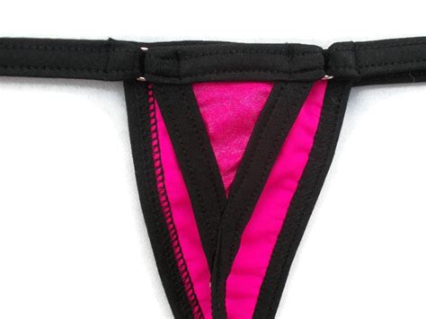 Sexy Neon Pink Black Lace G String Stripper Thong Micro Thong Etsy