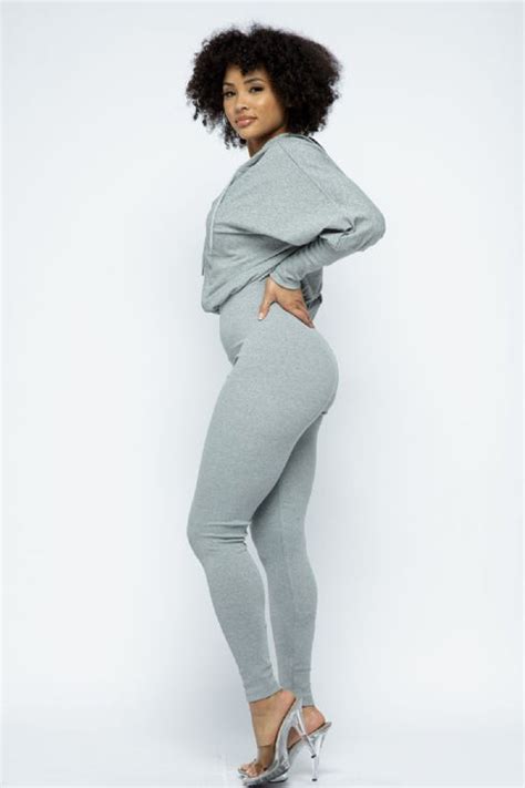 Full Body Jumpsuit With Hoodie Grey