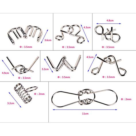 8pcsset Metal Wire Puzzle Iq Mind Brain Teaser Puzzles