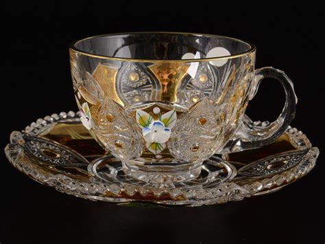 Moser Glass Punch Bowl Cup And Saucer Tea Cups Clock Chocolate Coffee Crystals Tableware