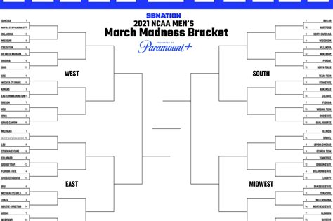 Printable Bracket 2021 Fill Out Your Mens March Madness Picks