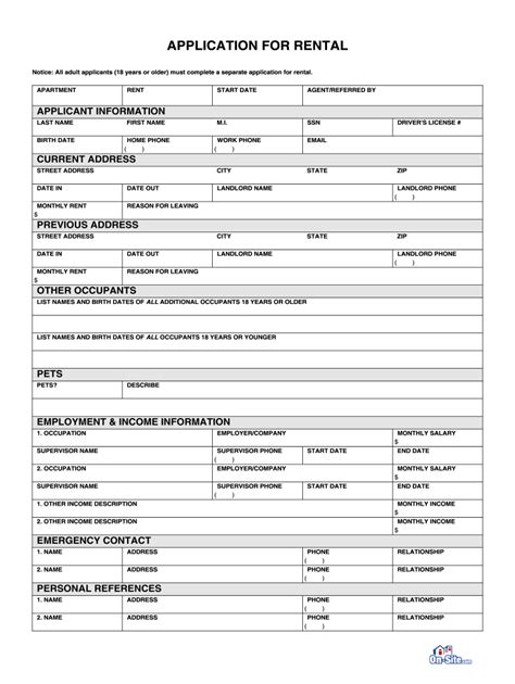 Rental House Application Fill Online Printable Fillable Blank