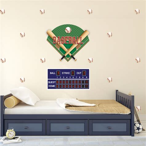Large Baseball Diamond Wall Decals Scoreboard And Baseball Wall