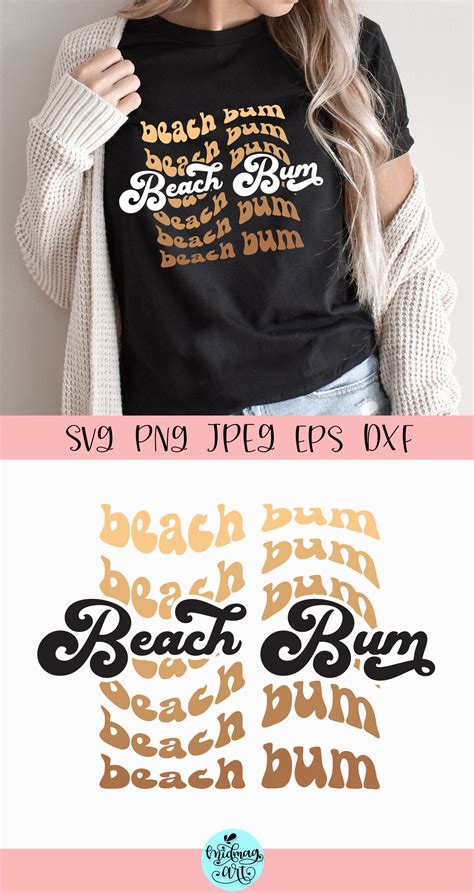 Beach Bum Svg Png Eps Dxf Jpeg Summer Quote Svg Wavy Text Svg Mirro