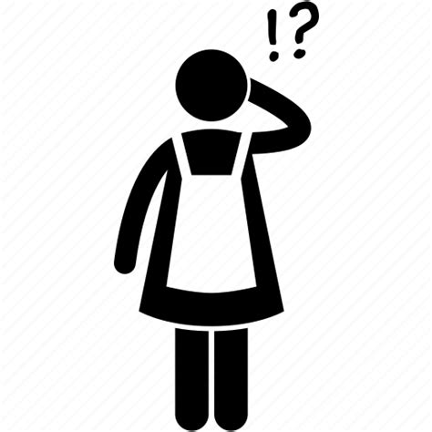 Confuse Confused Female Maid Puzzled Question Worker Icon