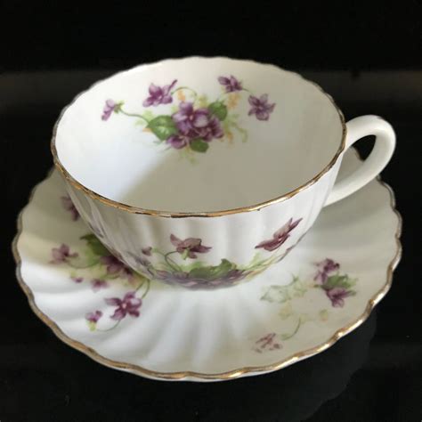Vintage Tea Cup And Saucer Radfords England Fine Bone China Purple