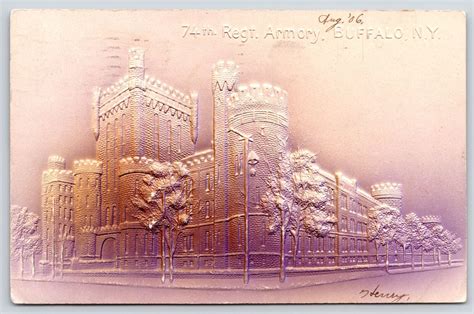 Buffalo New York Th Regiment Armory Mauve Tan Airbrushed Embossed Ipcc United States