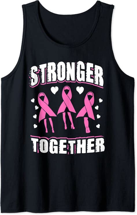 Breast Cancer Stronger Together Dancing Pink Ribbons Tank Top Amazon Co Uk Clothing