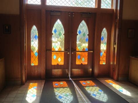 Church stained glass window light england stock image. Light shining through beautiful stained glass windows onto ...