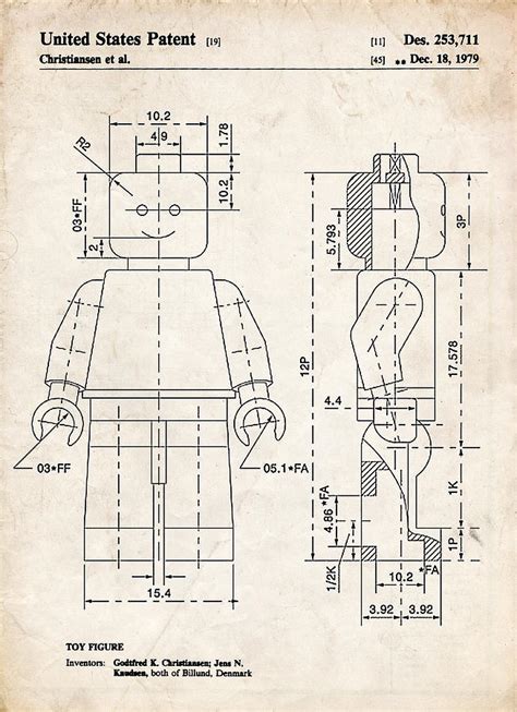 Lego Minifigure Patent Art Drawing By Stephen Chambers