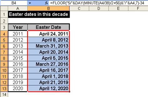 Toms Tutorials For Excel Calculating The Date For Easter Microsoft Excel Consulting And