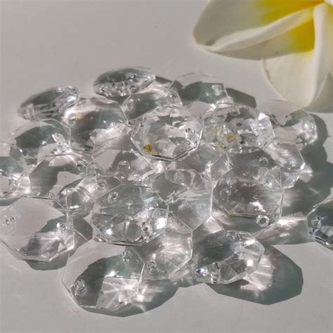 Crystal Acrylic Bead 2 Holes Clear Crystal Octagon Prism Bead China