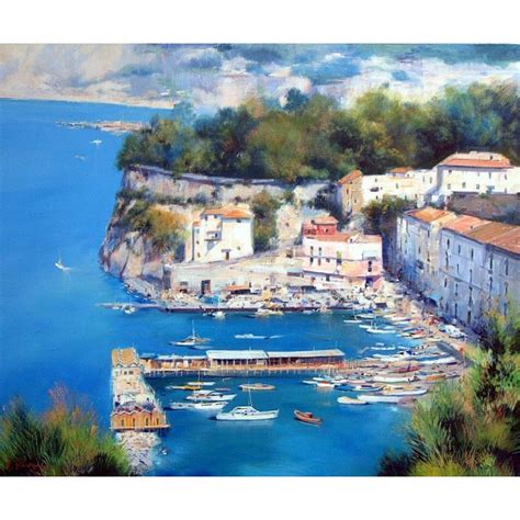 Coast Oil Painting Port Of Sorrento Oil Painting Original Oil Painting