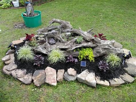 Driftwood Flowerbed I Created After I A Really Nice Piece Of Drift