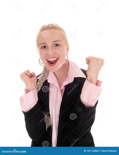 Smiling Business Woman With Her Fists Stock Photo Image Of Black