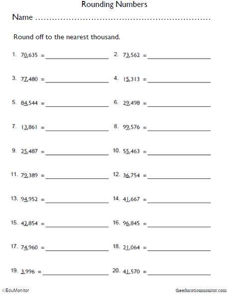 Rounding Numbers Worksheets For Grade 5