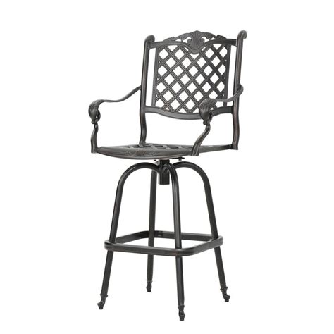 Noble House Nina Swivel Cast Aluminum Outdoor Bar Stool 2601 Outdoor